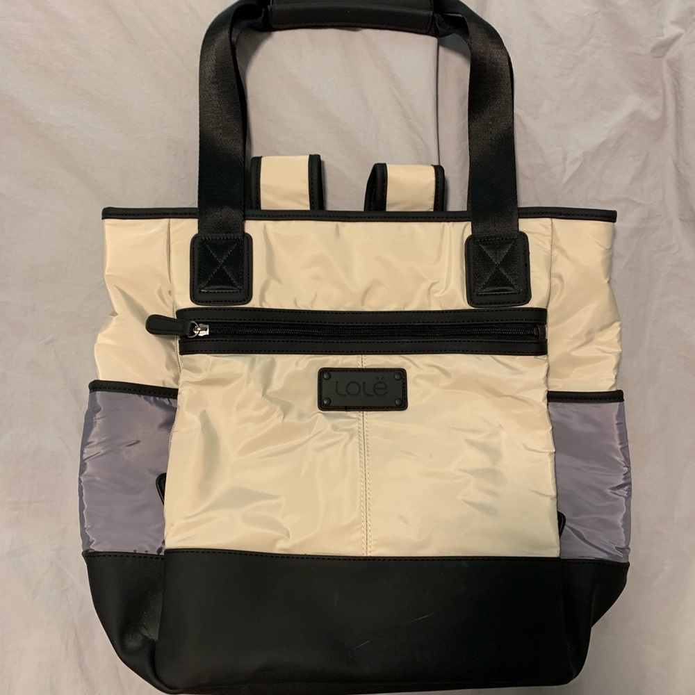 Lole Cream, Black & Gray Nylon Tote